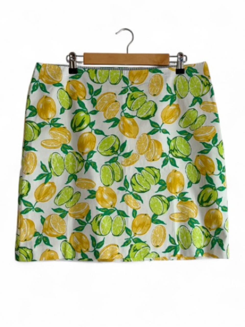 Talbots Citrus Print Cotton Blend Side Zip Mini Skirt Size 14